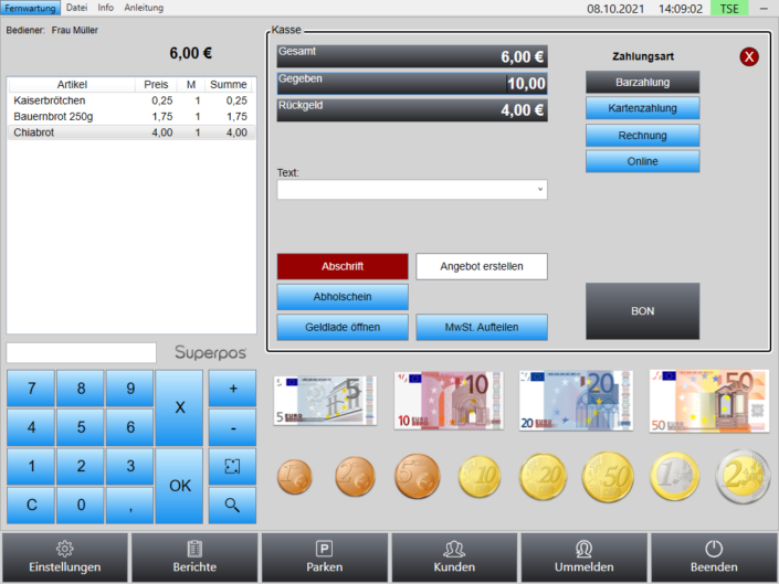Kasse Handel Kassensystem Superpos TSE